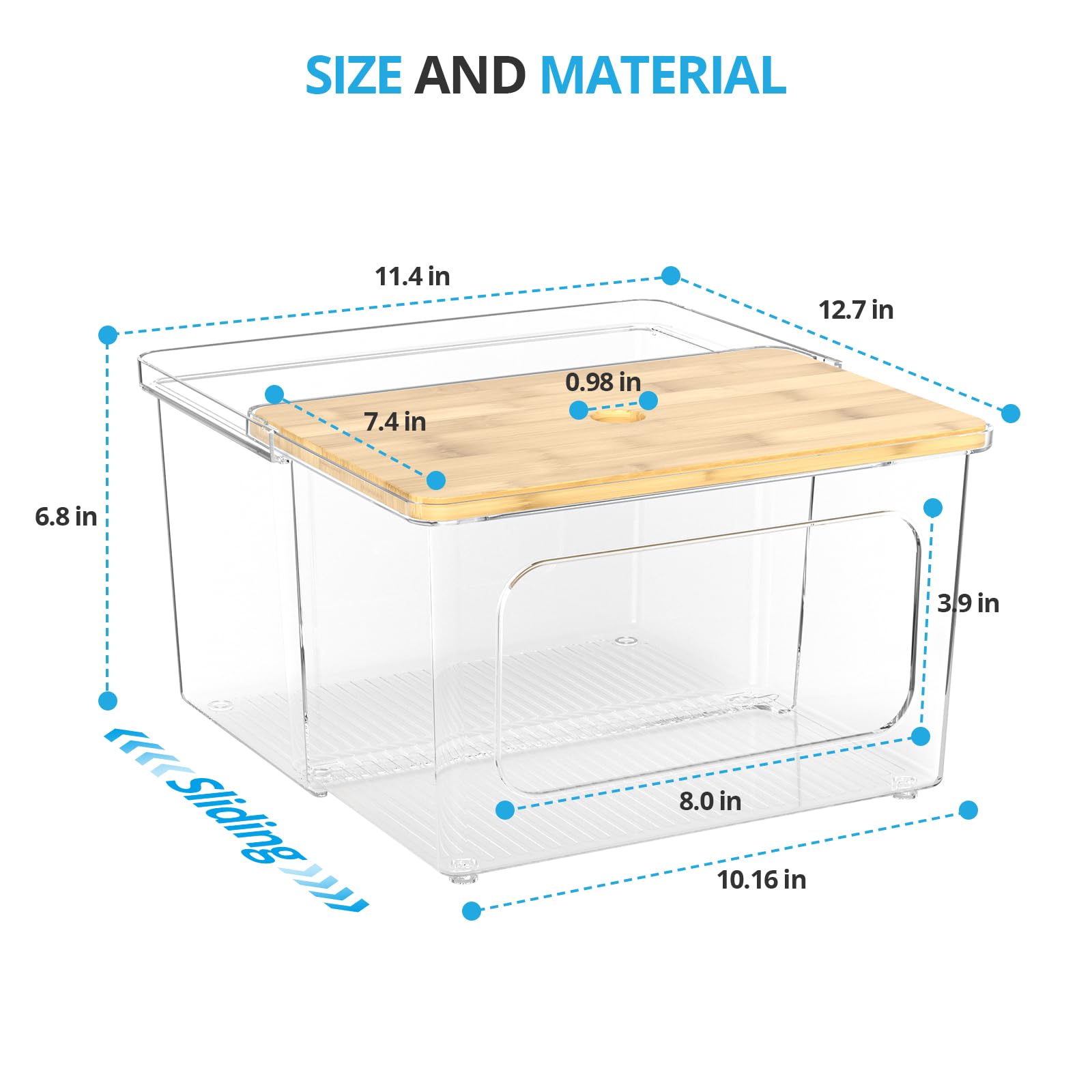 Tangyinus Trash Bag Dispenser Roll Holder - Clear Garbage Bag Holder with Bamboo Lid and Sliding Drawer Box, Kitchen, Under Sink, Laundry Room Organization and Storage