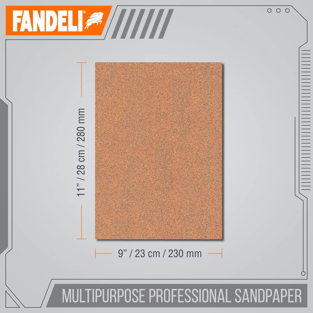 Fandeli | Multi-Purpose Sanding Paper | Assorted Grits (80,120,220) | 25 Sheets of 23 cm x 28 cm | Perfect for Sanding Metal and Sanding Wood | Hand Sanding | Orbital Sanders