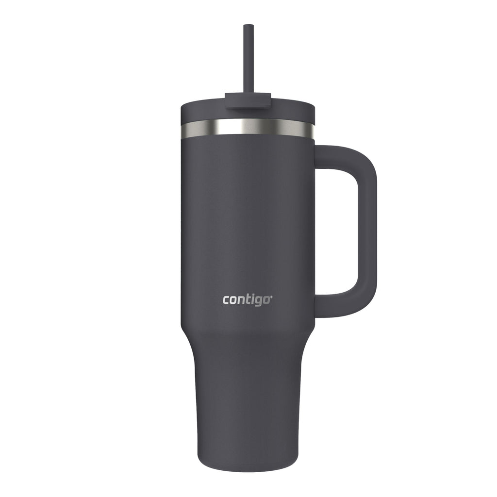 Contigo Streeterville Tumbler, 40 oz (1.18 L), Insulated Stainless Steel Water Bottle with Straw and Leak-Proof Lid, Darkstone