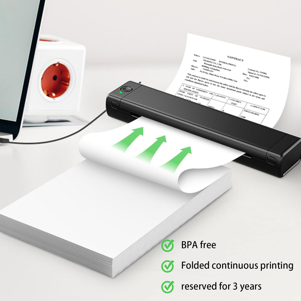 Thermal Printer Paper 8.5 x 11 Inch, 200 Sheets US Letter Size Thermal Paper, Compatible with M08F/A40 Thermal Portable Printer, Continual Feeding Folded Printing Paper (Continuous Folding)