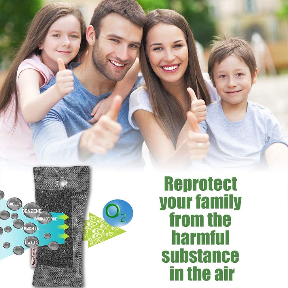 Natural Air Purifying Bags, 16 Pack 75g Bamboo Charcoal Air Purifying Bags, Bamboo Charcoal Bags, Shoe Deodorizer, Activated Charcoal Odor Absorber for Cars, Closets, Bathrooms, Pet Areas
