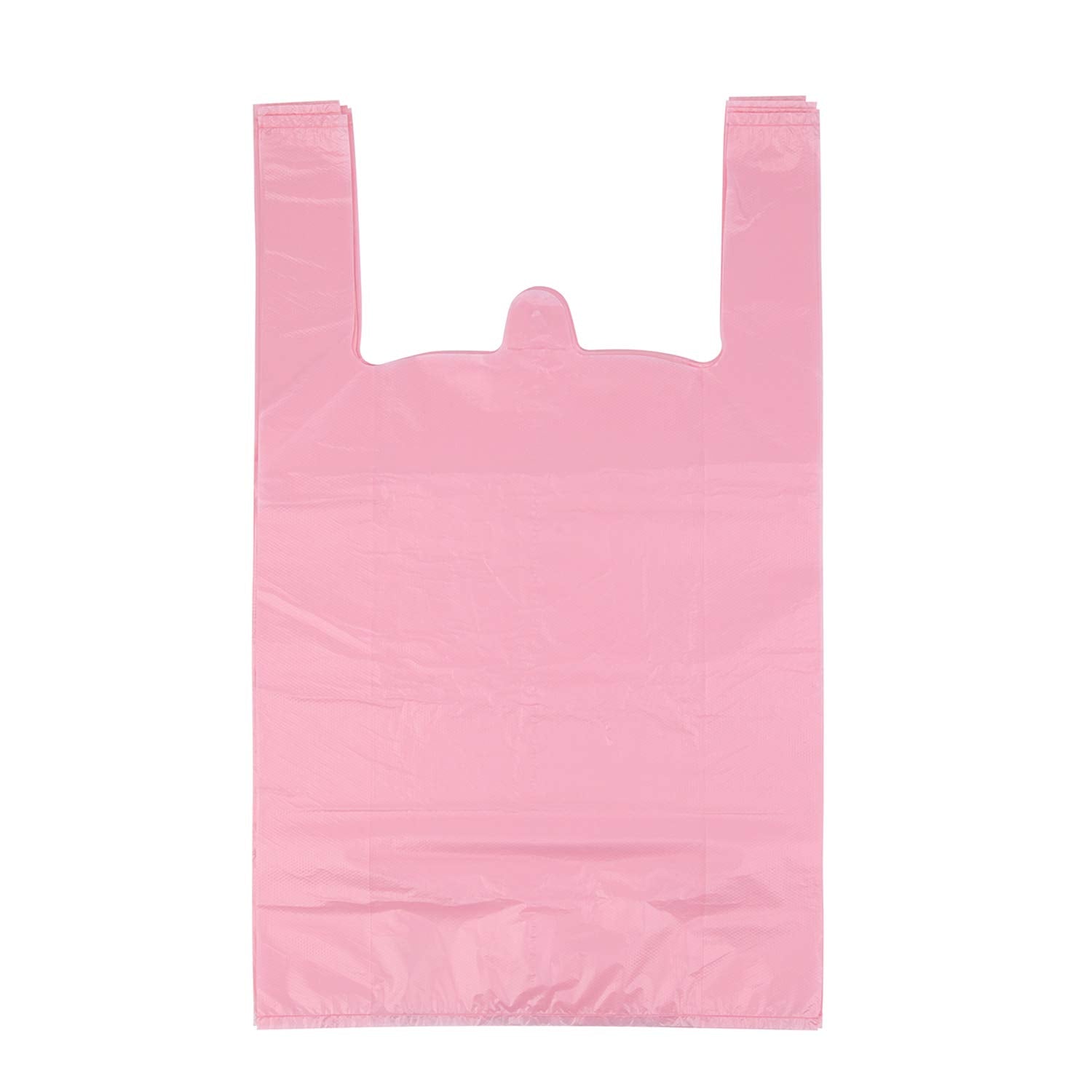 T Shirt Bags, Pink Plastic Bags with Handles for Grocery and Retail, Bolsas De Plastico Para Negocio, 12x20 Inches (200 pcs)