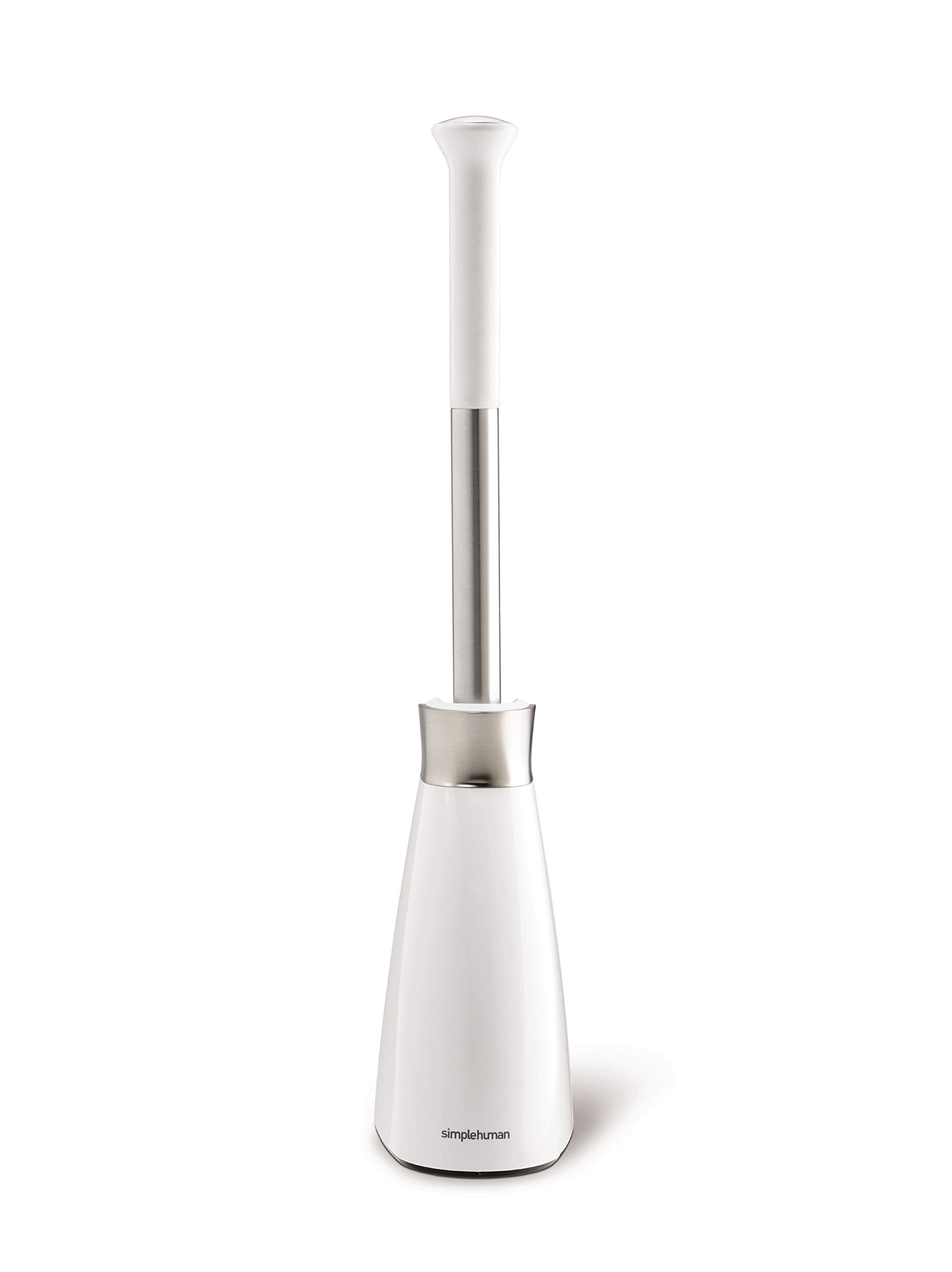 simplehuman Toilet Brush with Caddy, Stainless Steel, White