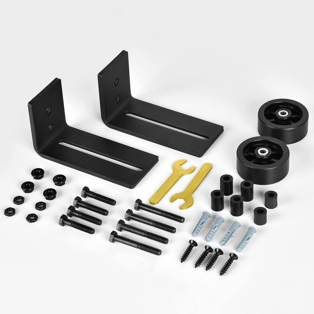Sliding Barn Door Floor Guide 2pack, Bottom Adjustable Heavy Duty Carbon Steel Barn Door Track Stay Roller, with Mute Pad, Black