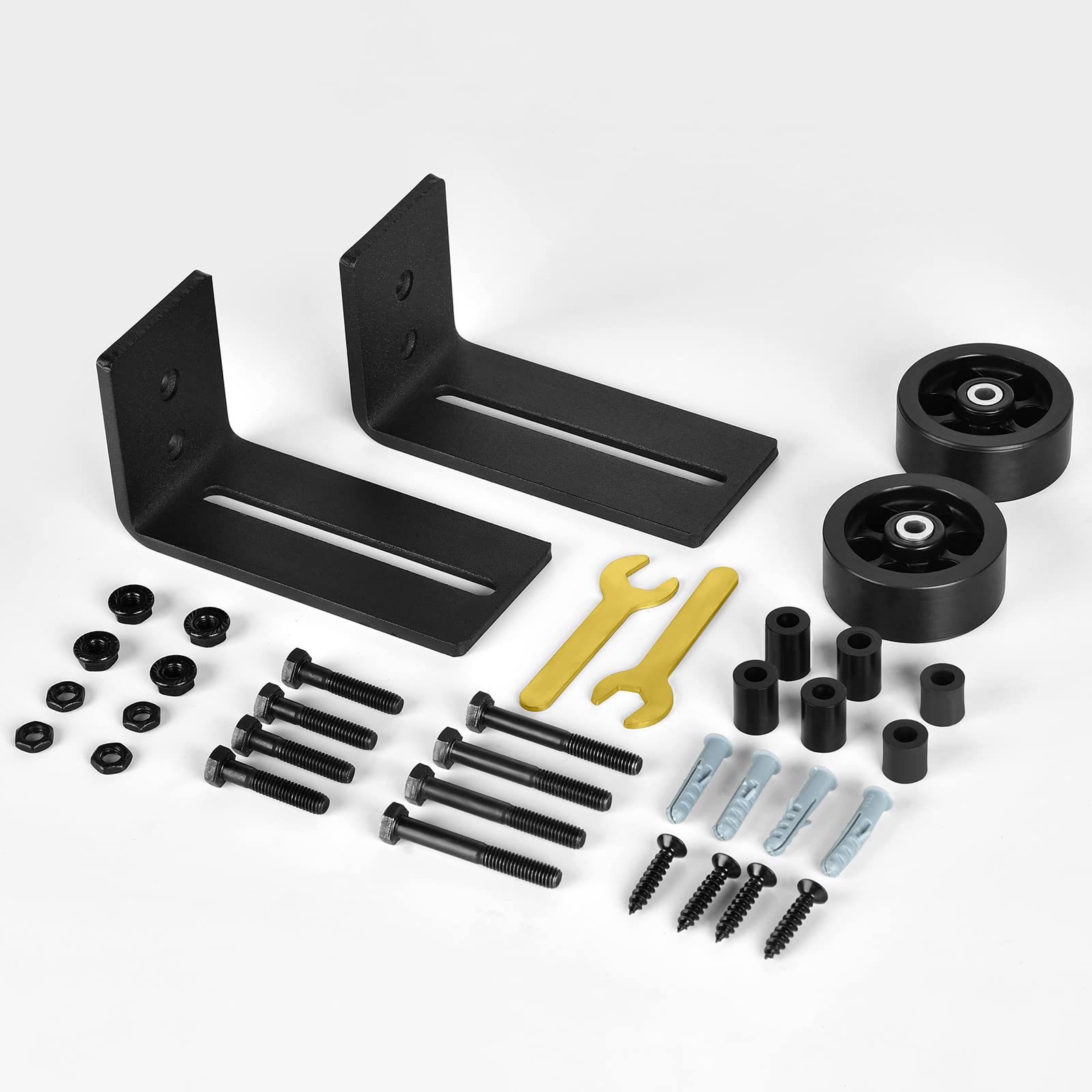 Sliding Barn Door Floor Guide 2pack, Bottom Adjustable Heavy Duty Carbon Steel Barn Door Track Stay Roller, with Mute Pad, Black