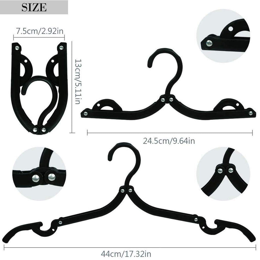 12 PCS Travel Hangers - Cruise Ship Essentials Portable Folding Clothes Hangers Travel Essentials Foldable Clothes Drying Rack for Travel (Black)
