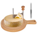 Wooden Cheese Wheel Cutter, Stainless Steel Round Cheese Curler Slicer Maker Shaver with Handle Kitchen Accessories for Butter Chocolate Home Restaurants Cafes Bakery