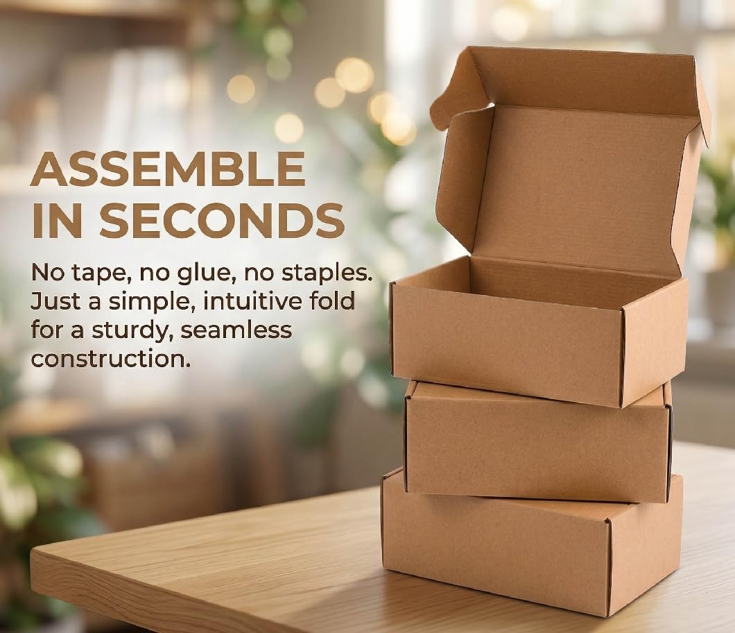 Cedilis 25 Pack 9x6x4 Inches Shipping Boxes, Small Corrugated Cardboard Box, Brown Cardboard Mailing Boxes, Thick Corrugated Mailer Boxes for Shipping Packing Small Business, Recyclable
