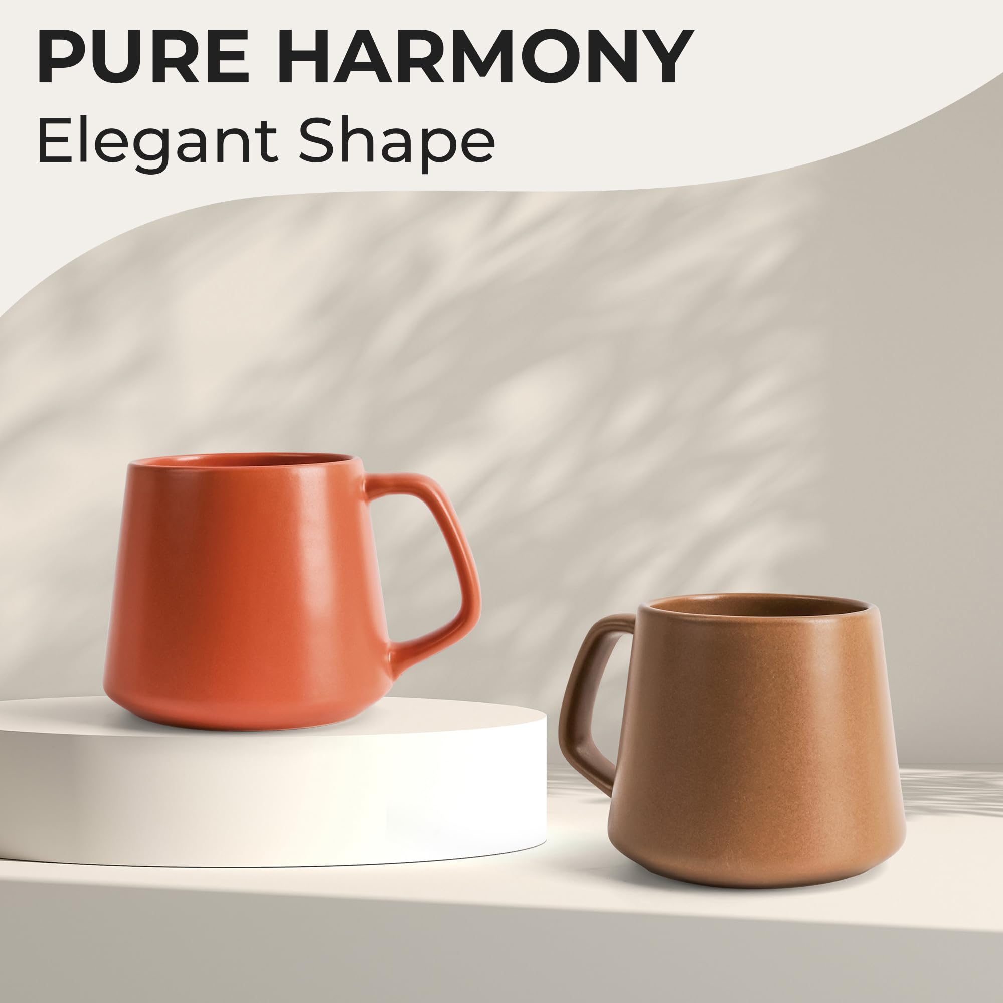 MIAMIO - Coffee Mugs Set of 4 / Large Ceramic Coffee Cups (420 ml) - Mug for Cappuccino, Tea, Espresso - Microwave and Dishwasher Safe - Luxe Collection (Beige Pastel)
