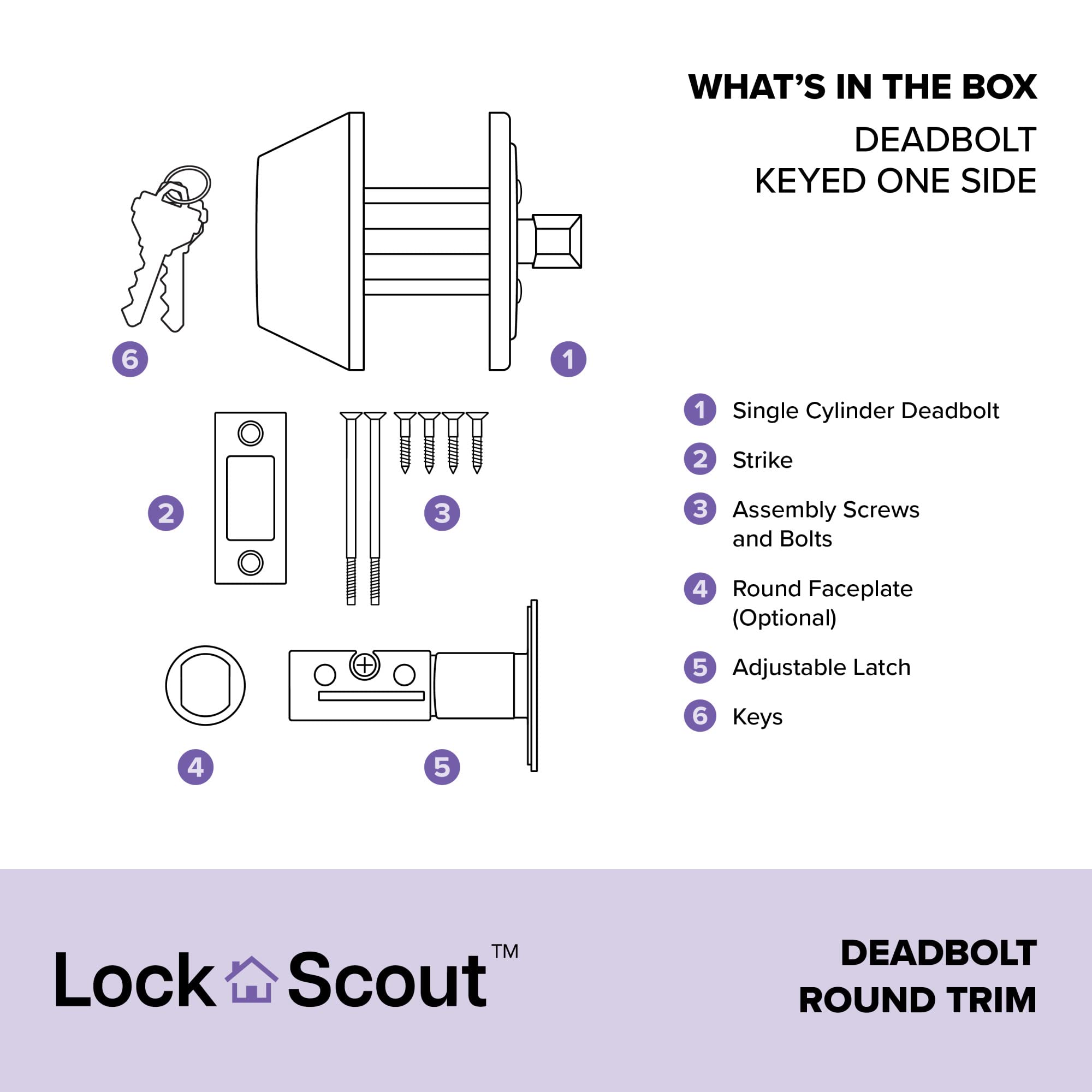 Schlage Lock Scout Deadbolt with Round Trim, Keyed 1 Side, Satin Nickel Finish