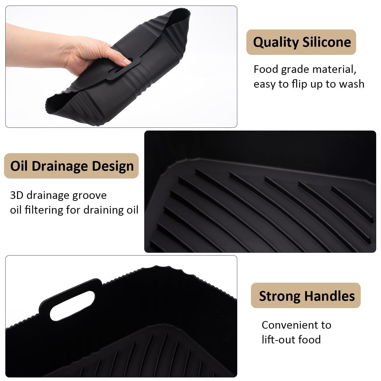 Silicone Air Fryer Liners for TFAL and Philips Dual Basket 5.2L/3.1L, Reusable Accessories for T-fal Dual Easy Fry XL 8.7Qt, Airfryer Liners Accessories