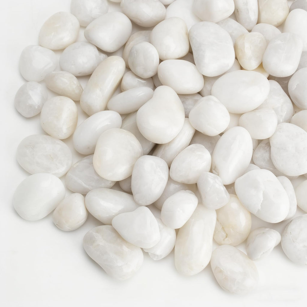 Onlyfire 5lb White Polished Pebbles, 3/8"-13/16" Natural Decorative River Rocks Aquarium Gravel Stones for Landscaping, Indoor Plants, Vase, Succulent, Fish Tank