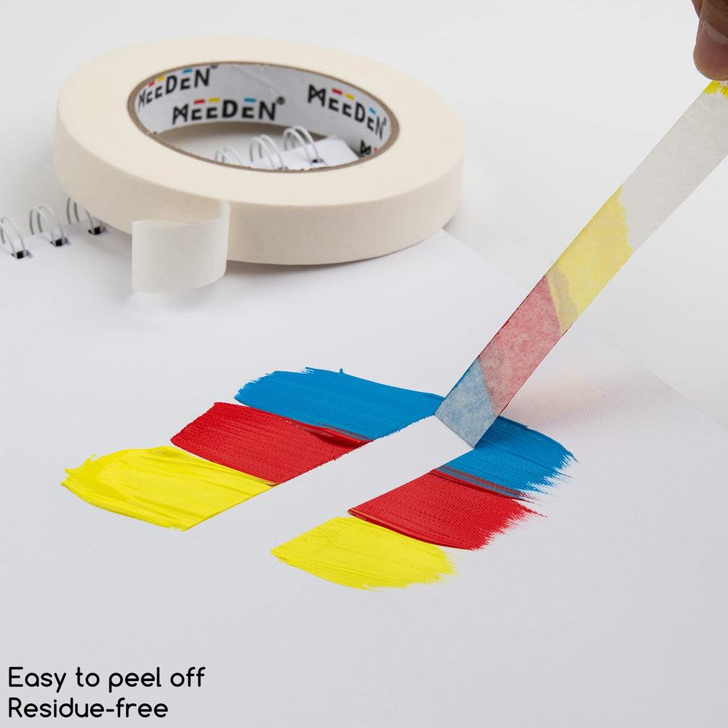 MEEDEN 6 Packs White Artist Tape, 0.5" 0.75" 1.0" x 60 Yard, Multi-Sized Masking Art Tape, Acid-Free Painters Tape for Painting Drafting Canvas Framing, General Purpose for Craft, Office, School