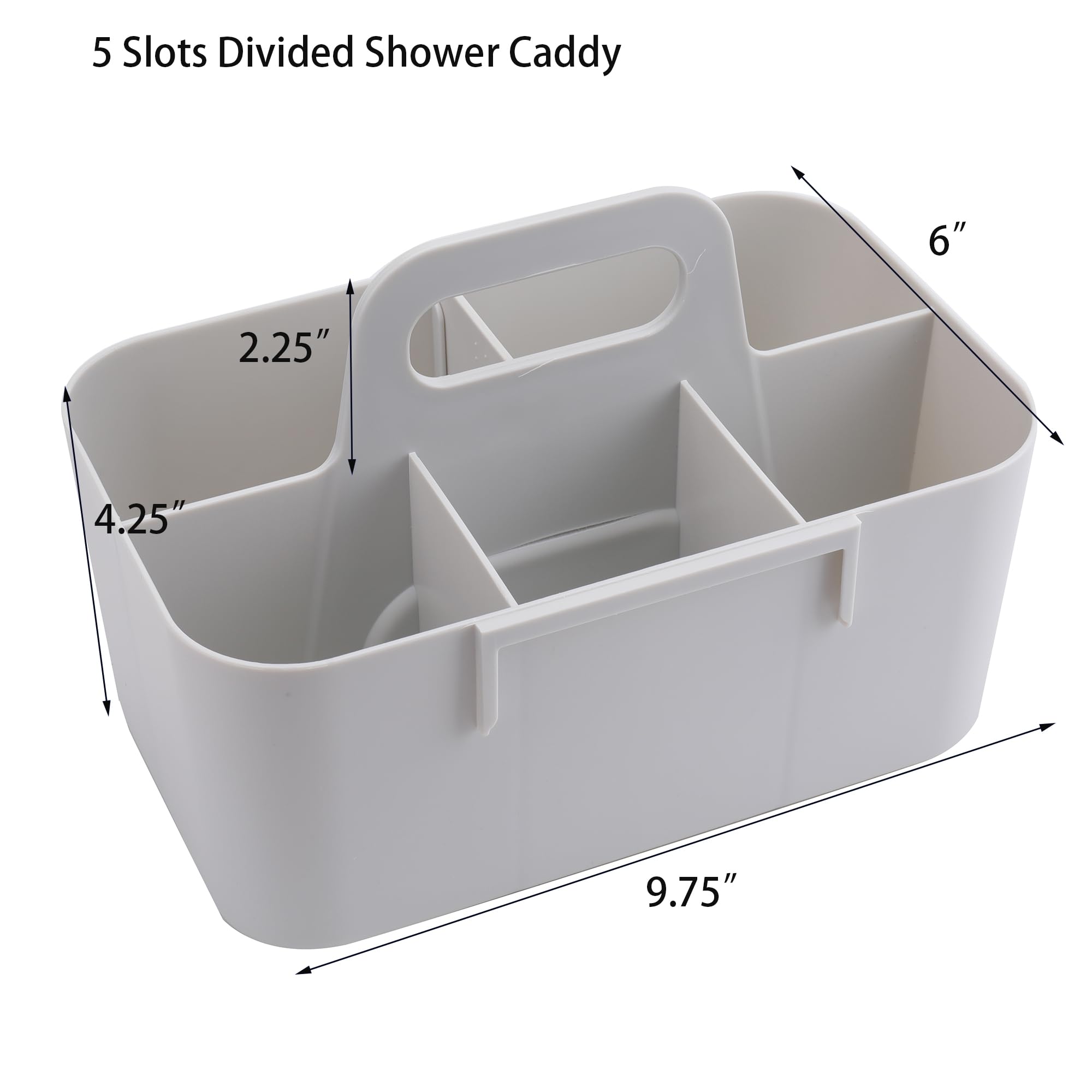 Jucoan 2 Pack Desk Organizer Caddy, Stackable Plastic Makeup Storage Baskets with Adjustable Dividers, 5 Compartments Portable Tote Bin for Bathroom Counter, Desk, Office Supplies Organization (Beige)