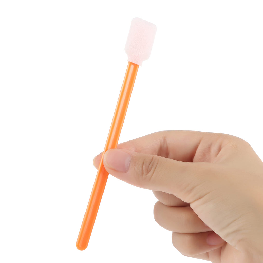 AAwipes Foam Swab Sticks (100 pcs Large Rectangular Foam Tips, 5.25", Orange) Cleanroom Cleaning Swab Sponge Stick for Inkjet Printer, Optical Instruments, Car Detailing