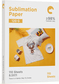 Hiipoo Sublimation Paper 8.5x11 Inch, 110 Sheets, 120G, Heat Transfer Paper Work with Sublimation Ink and E Sawgrass Printers for Mugs T-Shirts Light Fabric and Other Sublimation Blanks
