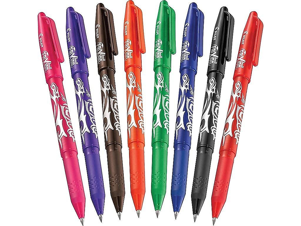 Pilot FriXion Ball Erasable Gel Pens, Fine Point, 8-Pack Pouch, Black/Blue/Red/Pink/Purple/Orange/Lime/Brown Inks -31569