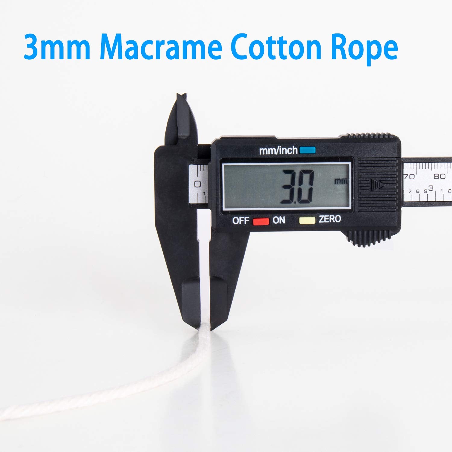 Macrame Cord 3mm X 547yd Not Dyed 100% Natural Cotton Macrame Rope, 4 Strand Twisted Cotton Cord Rope for Handmade Wall Hanging,Plant Hangers, Crafts, Knitting, Gift Wrapping(3mm X 500m)