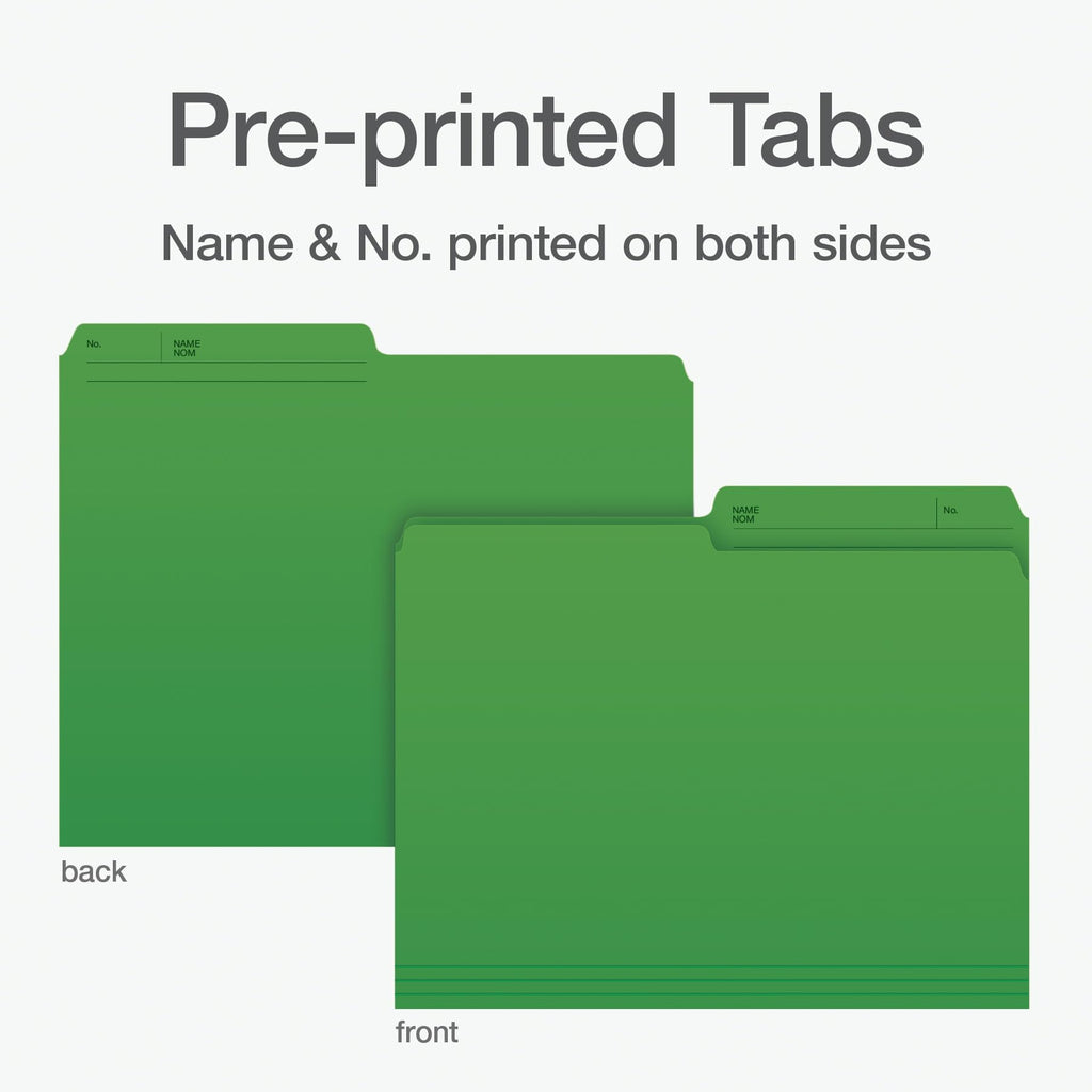 Pendaflex File Folders, 1/2 Cut Tab, Letter Size, Green, Durable Paper Stock, 100/Box, Ideal for Office/Home/School Organization, Made in Canada, Reversible File Organizers