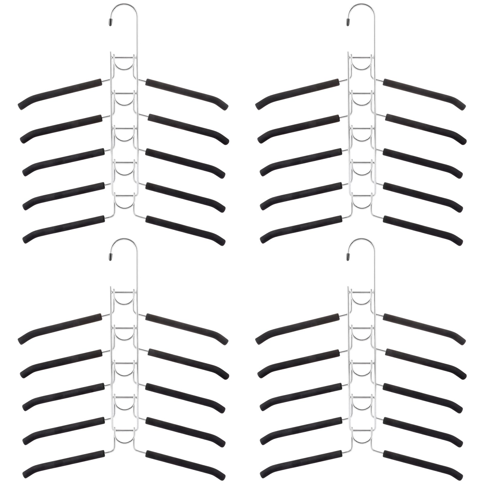 Acrux7 4 Pack 5 in 1 Metal Clothes Hangers Space Saving Hangers, Non Slip Multi Hangers for Shirt Sweater, Multi Layers Coat Hangers, Heavy Duty Closet Organizer Hanger Rack for Shirt Blouse Suit