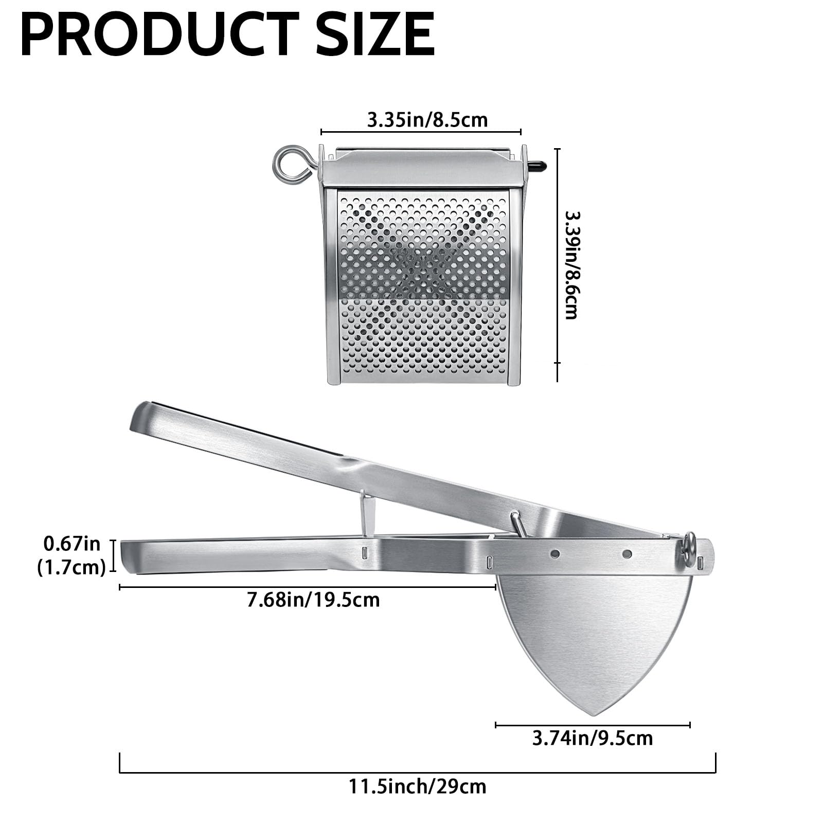 Potato Ricer, Sopito Stainless Steel Potato Masher for Commercial and Home Use Black