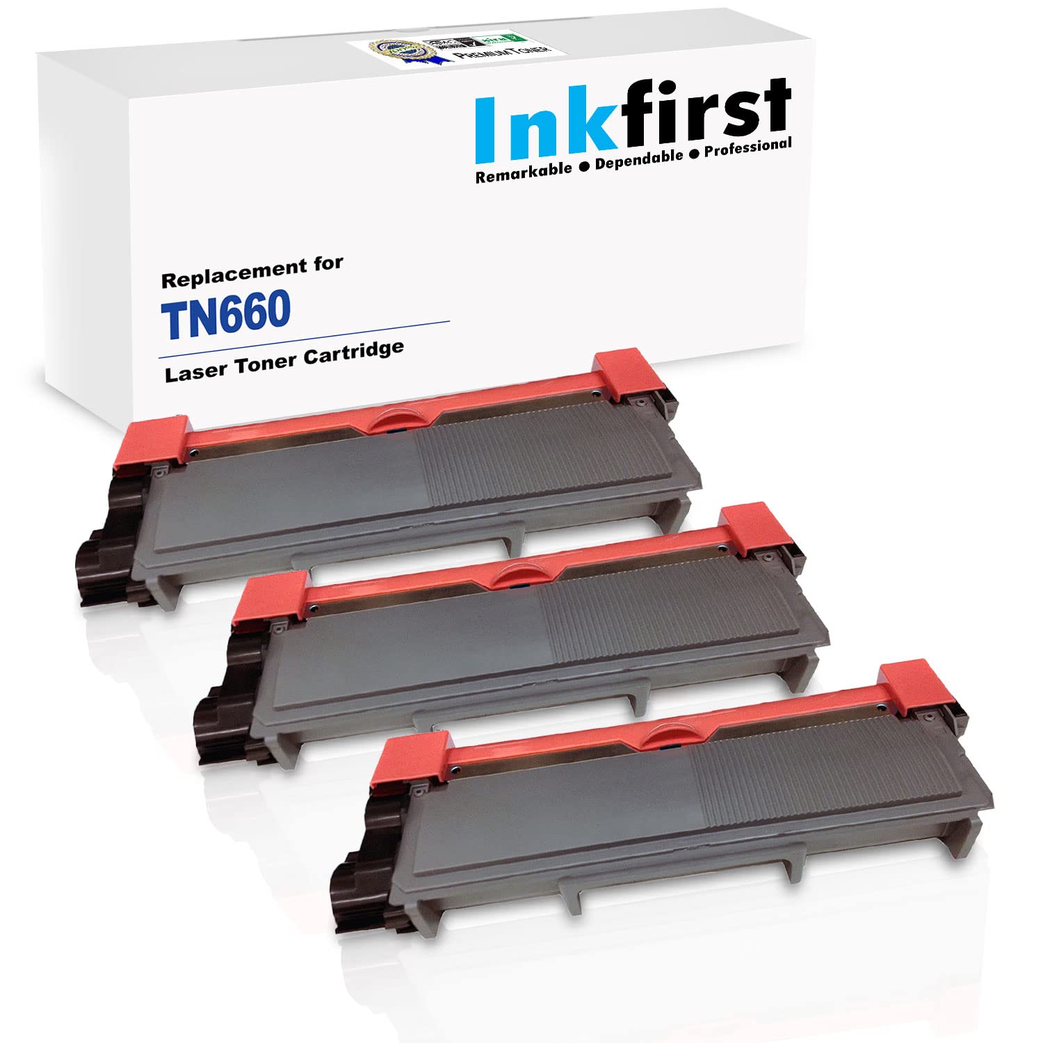 3 High Yield Inkfirst® Toner Cartridges TN-660 (TN660) Compatible Remanufactured for Brother TN-660 Black HL-L2300D HL-L2305W HL-L2320D HL-L2340DW HL-L2360DW HL-L2380DW DCP-L2520DW DCP-L2540DW MFC-L2700DW MFC-L2720DW MFC-L2740DW