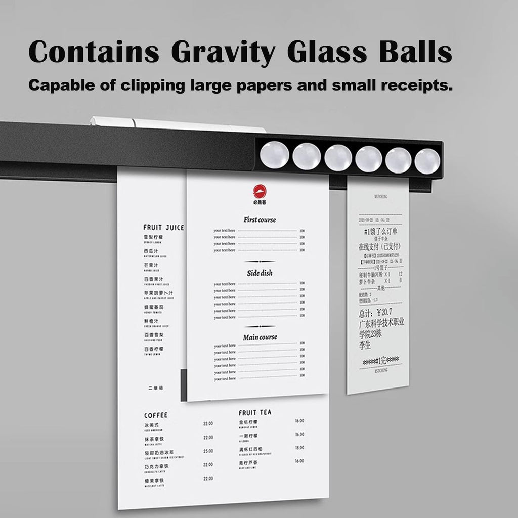 2 Pieces Ticket Holder Receipt Holder for Restaurant Refrigerator, No Drill Restaurant Order Ticket Holder, for Walls Home Kitchen Office Cafes Pubs Bars (Black, 19.7", 2p)
