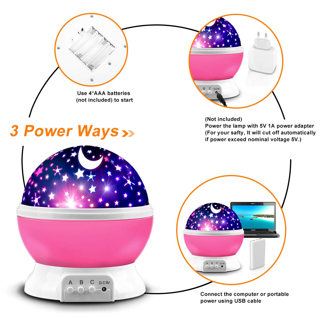MOKOQI Star Projector Night Lights for Kids, Fun Gifts for 1-4-6-14 Year Old Girl and Boy, Projection Lamp for Kids Bedroom, Glow in The Dark Stars and Moon for Child Asleep Peacefully (Pink)