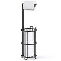 Meangood Toilet Paper Holder Stand and Tissue Paper Roll Dispenser for 4 Mega Rolls, Bathroom Free Standing Tissue Roll Storage Holder Rack, Metal (Black1)