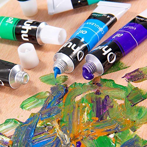Oil Paint Set, Ohuhu 24 Color Oil-Based Artists Paints Tubes Oil Painting Set, 12ml x 24 Tubes, For School Class, Beginner, Students, Art Gift Choice for DIY Art Gift