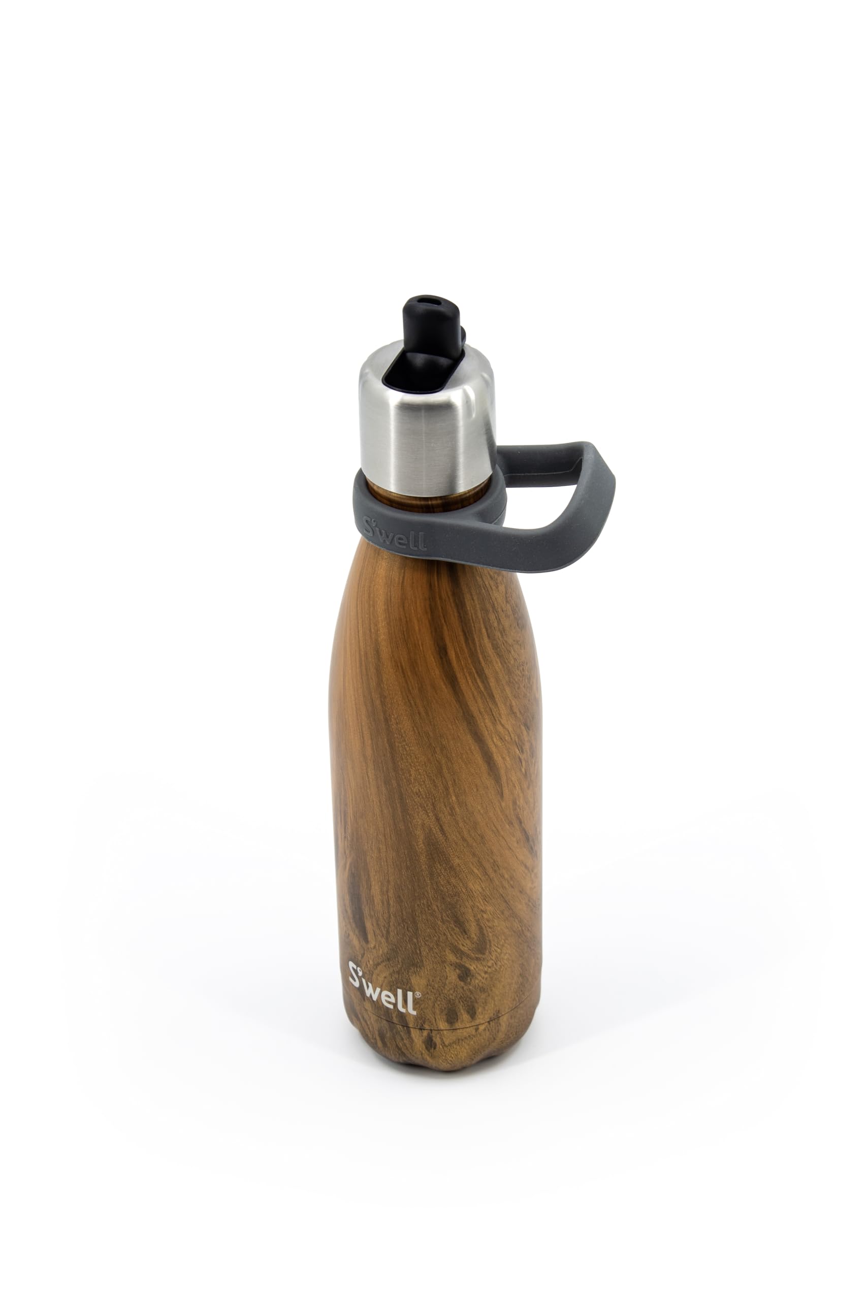 S'well - Stainless Steel Water Bottle with Flip Straw Cap, Triple Layered Vacuum Insulated Containers Keeps Drinks Cold for 36 Hours and Hot for 10, BPA Free, Perfect for On The Go (17 oz, Teakwood)