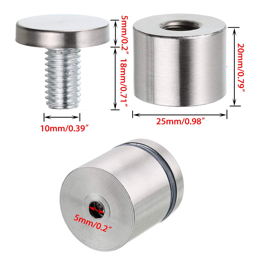 BTSKY 24 Pack Sign Standoff Screws 1 x 1 Inch, Advertising Glass Standoff Nail Hardware, Stainless Steel Standoffs for Glass Panel Plexiglass Picture