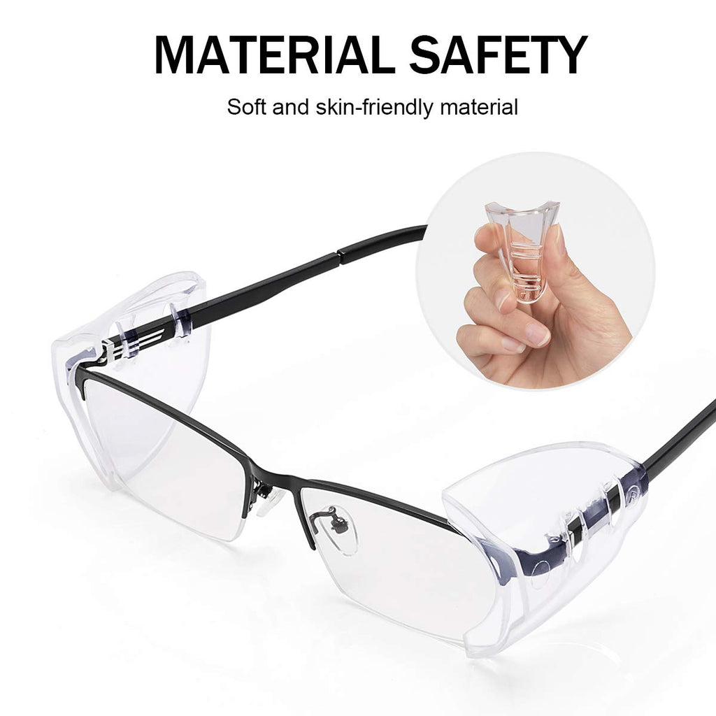 10 Pairs Safety Glasses Side Shields, Slip on Clear Side Shields for Glasses Eye Protection Lunette, Fits Small to Medium Eyeglasses clip on (10)