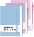 3 Pack Leather Notebook Set with 3 Pens, A5 College Ruled Notebook,480 Pages Hardcover Notebook,Diary Journal for Office, School, Writing(3 Colors 20.8cm x14.5cm)