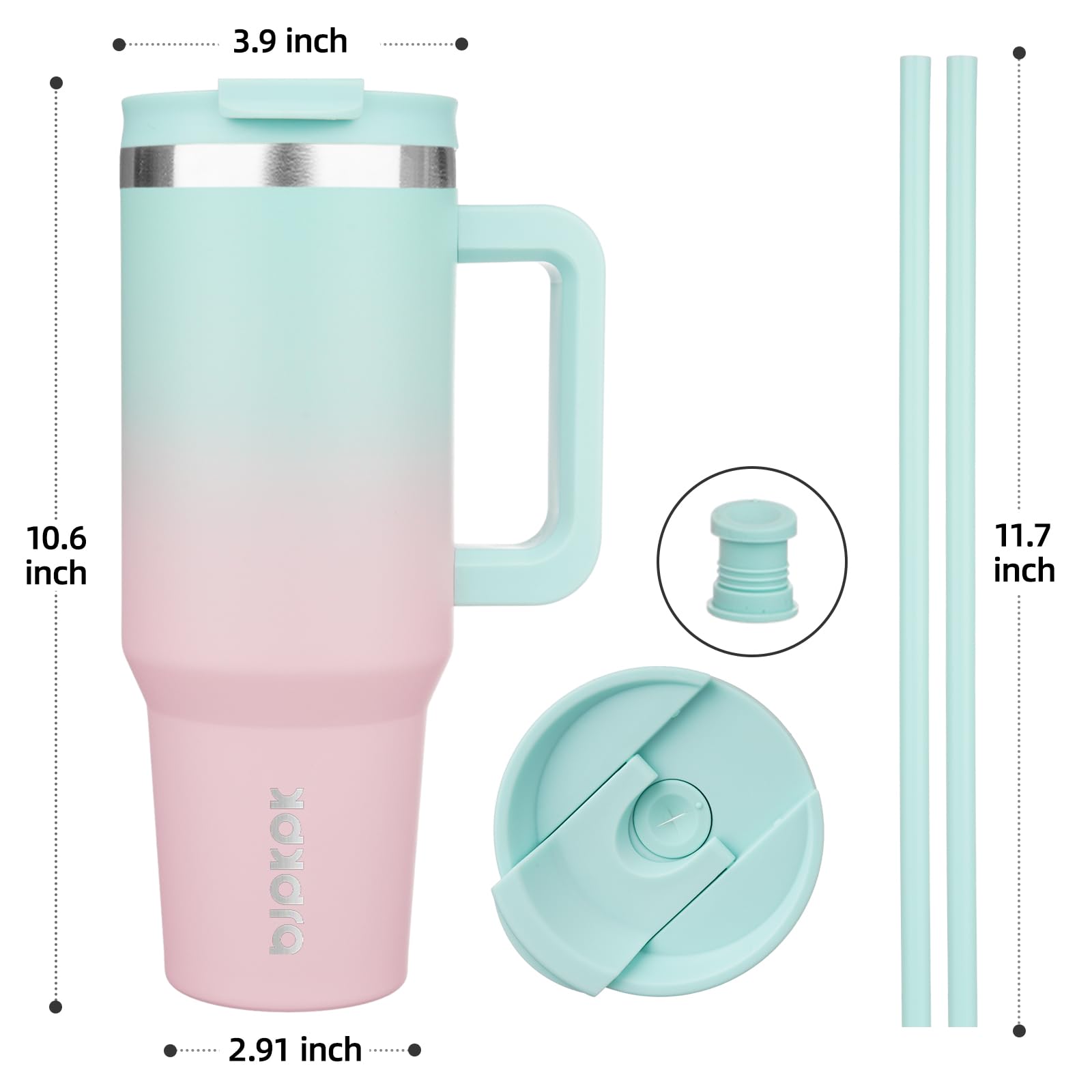 BJPKPK Tumbler with Handle and Straw 40oz Insulated Tumbler Cups with Lid Stainless Steel Travel Coffee Mug,Bubble Gum
