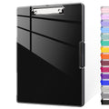 Clipboard with Storage, 8.5x11 Clip Boards with 2 Storage Case and A4 Paper Folder, Clear Dry Erase Top Panel, Heavy Duty Plastic, Folio & Side-Opening, for Nurses, Teacher, Lawers, Black