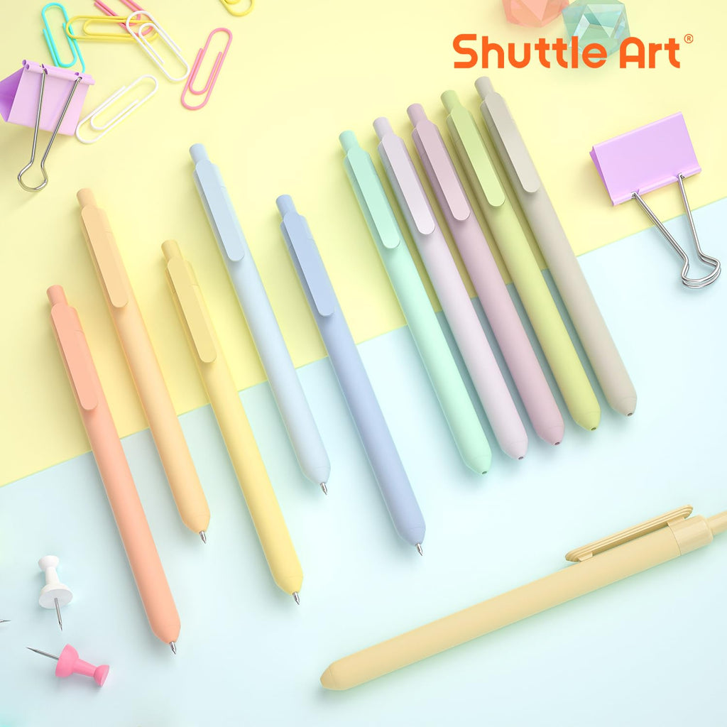 Shuttle Art Retractable Mild Gel Ink Pens, 22 Pack Black Ink Pens, Cute Pens 0.5mm Fine Point Soft Barrel for Writing Journaling Taking Notes School Office Home
