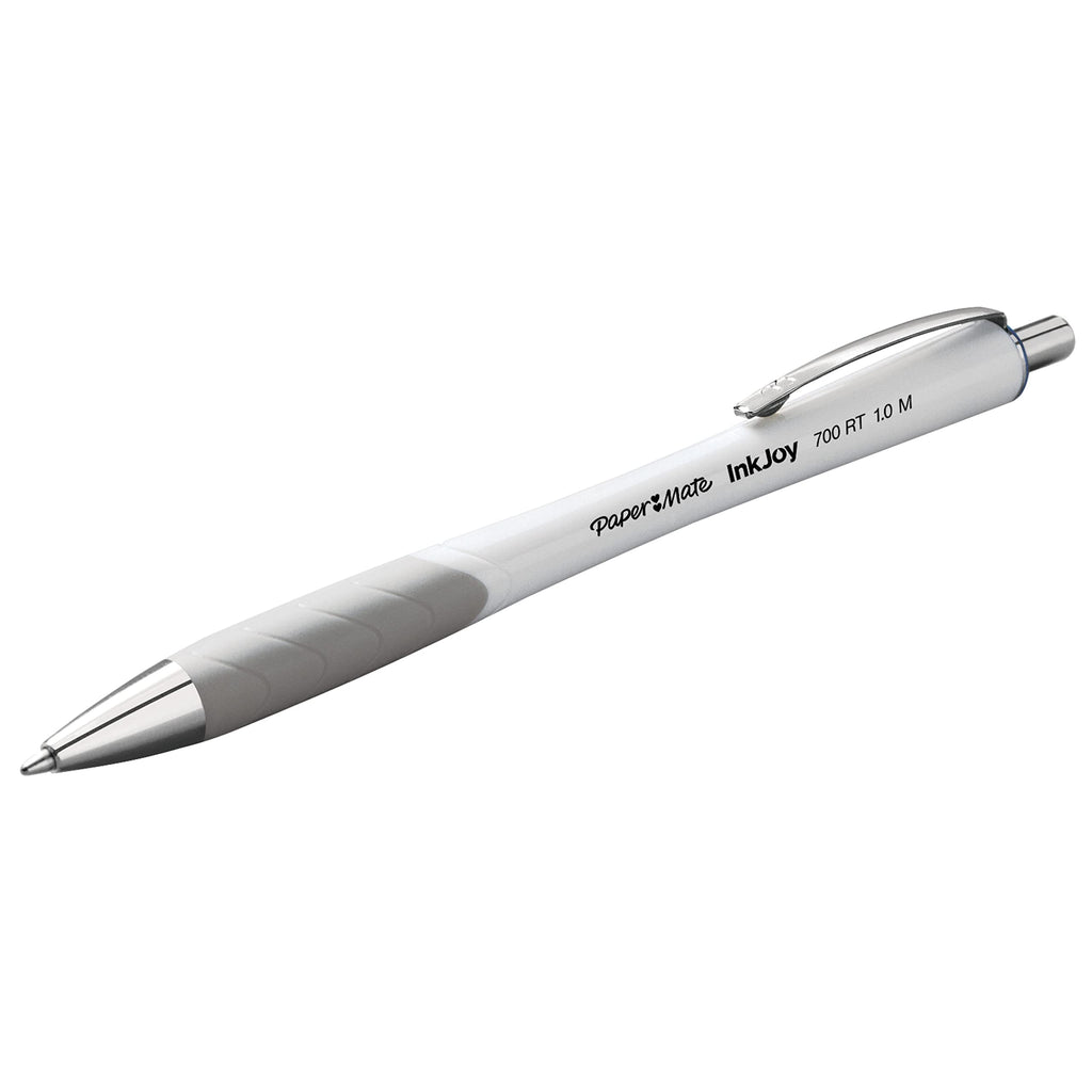Paper Mate InkJoy 700RT Retractable Ballpoint Pens, Medium Point, White Barrel, Blue Ink, Box of 12 (1951346)