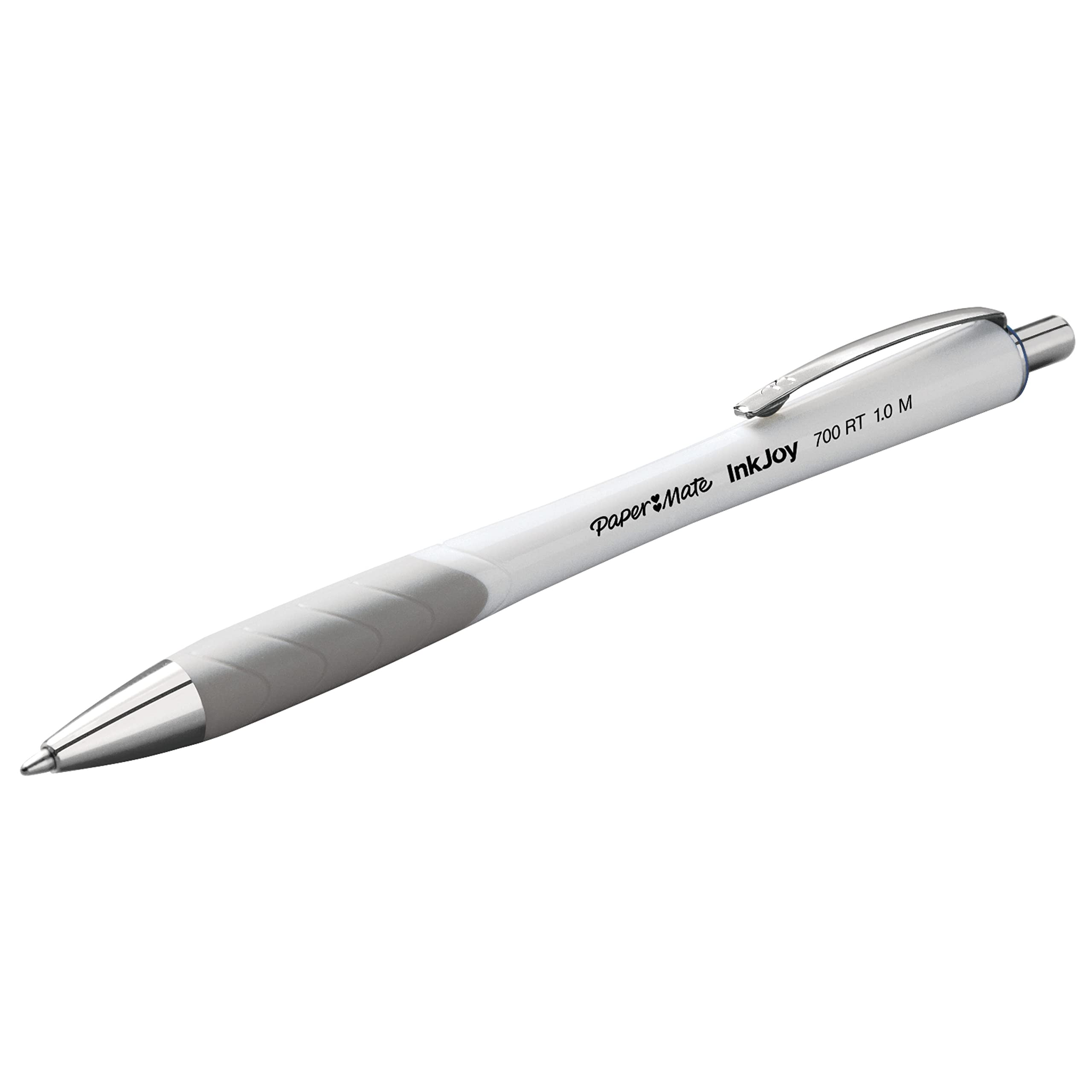Paper Mate InkJoy 700RT Retractable Ballpoint Pens, Medium Point, White Barrel, Blue Ink, Box of 12 (1951346)