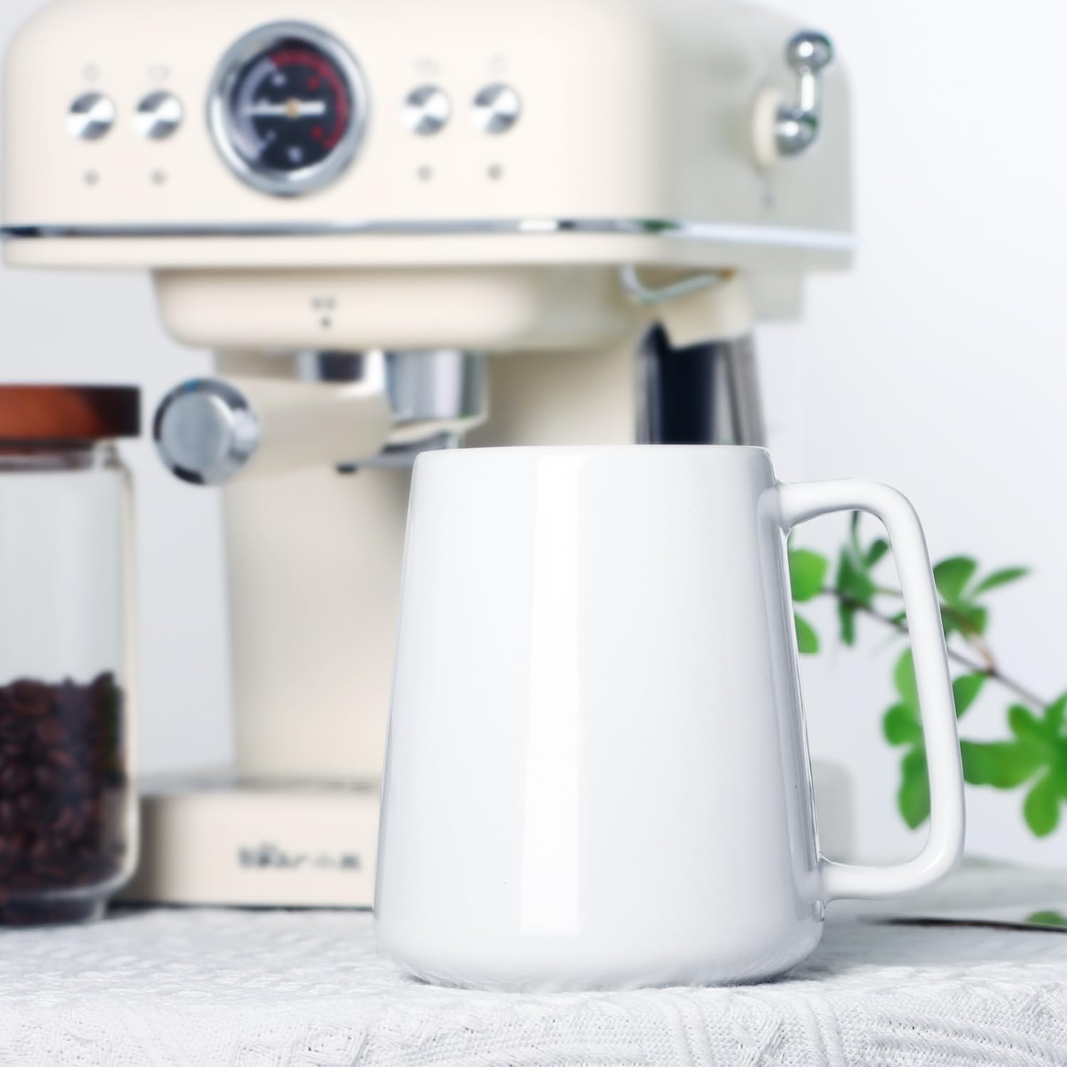 24 OZ Large Coffee Mug, Smilatte Nice Ceramic Boss Tea Cup with Big Handle for Dad Men Women, Unique Style for Any Kitchen, White