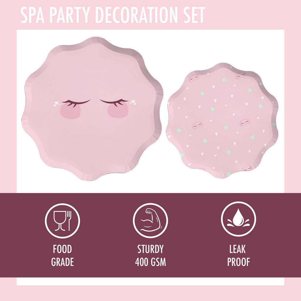 Modern Whimsy 68 pcs Spa Party Decorations | Spa Party Plates, Napkins & Forks | Spa Party Supplies for Girls | Sleepover Party Supplies for Girls | Happy Birthday Banner, Spa Party Banner (Serves 12)