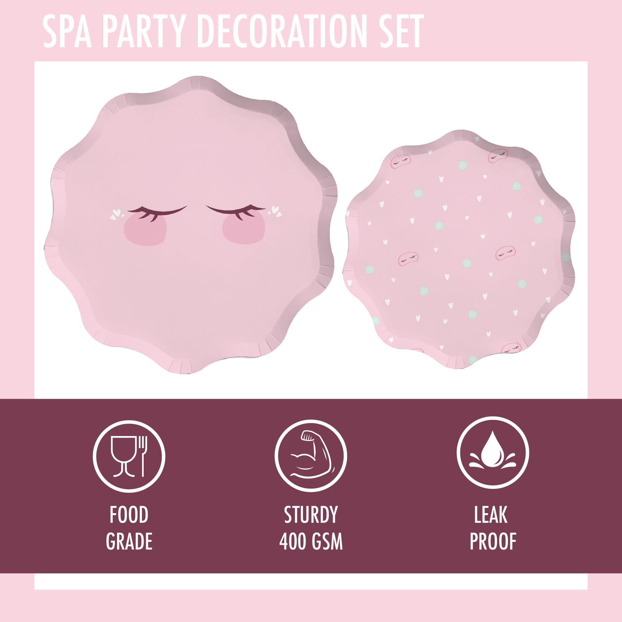 Modern Whimsy 68 pcs Spa Party Decorations | Spa Party Plates, Napkins & Forks | Spa Party Supplies for Girls | Sleepover Party Supplies for Girls | Happy Birthday Banner, Spa Party Banner (Serves 12)