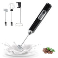 Rechargeable Milk Frother Handheld with Stand, Electric Whisk 3 Speeds Adjustable, Hand Held Coffee Frother with 2 Whisks, Drink Mixer for Latte, Espresso, Cappuccino, Protein Powder, Egg, Black