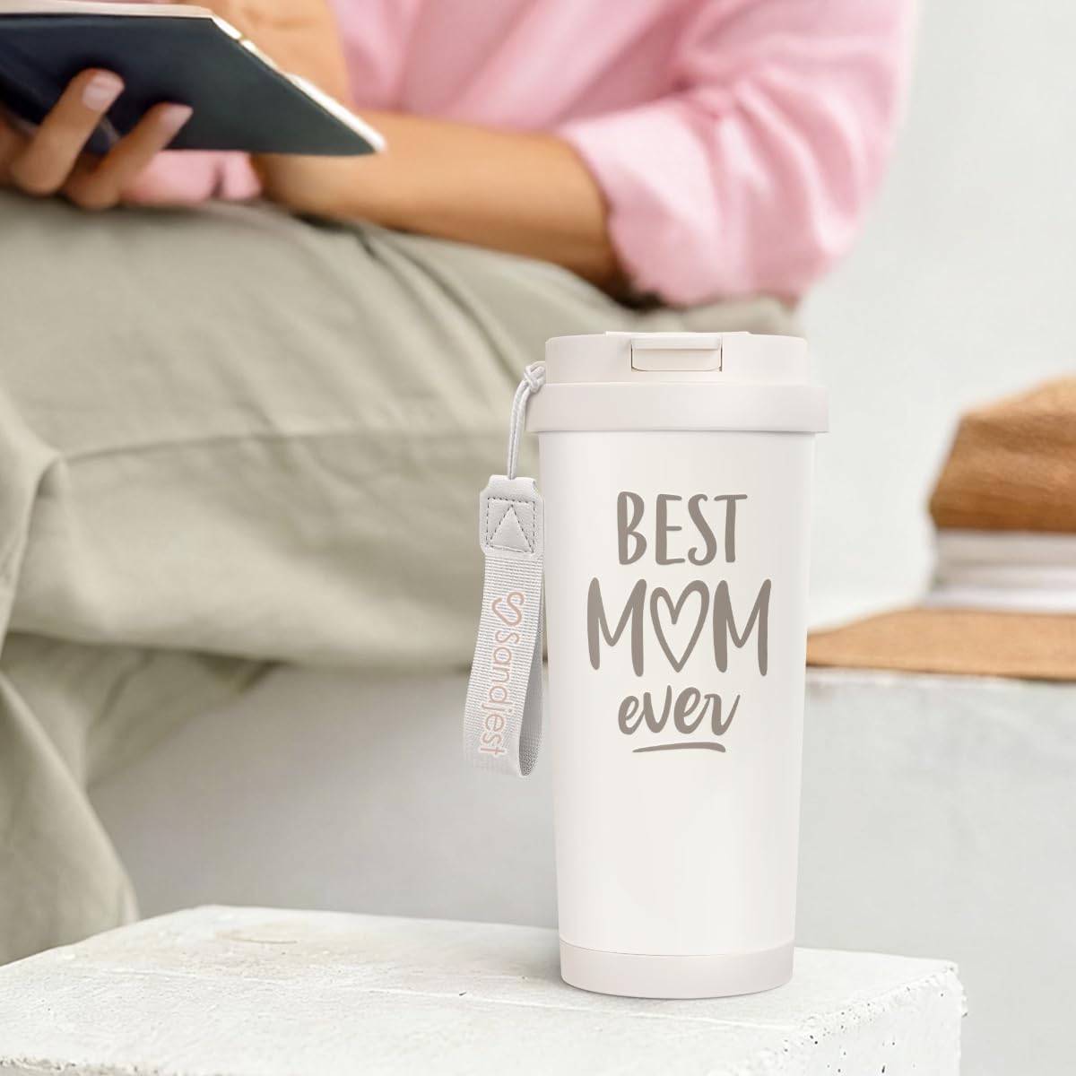 Best Mom Ever Tumbler - Stainless Steel 2-in-1 Lid Coffee Tumbler 18 oz, Mom Insulated Travel Mug Gift for Women Mother, Birthday Christmas Mother's Day