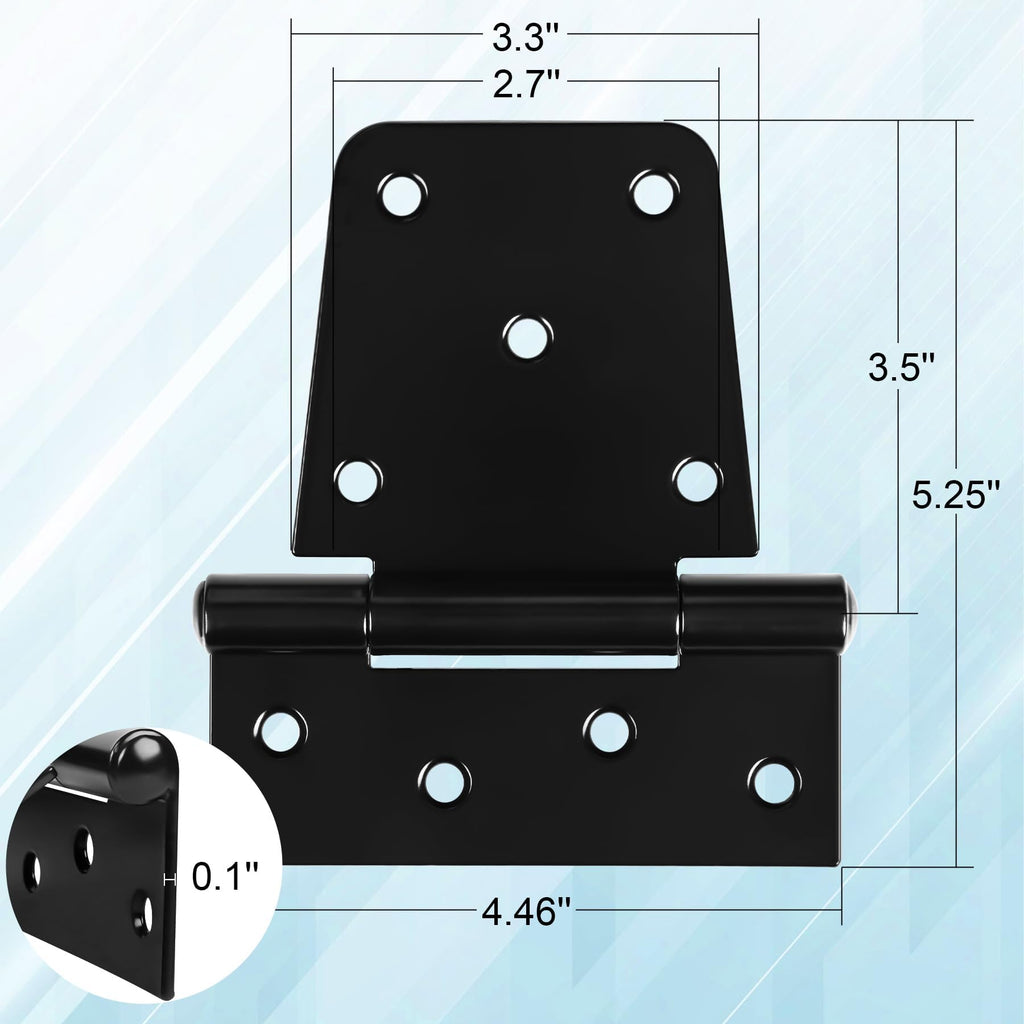Heavy Duty Gate Hinges 3.5 inch 4 Pack Extra Thick Industrial T Hinges Barn Door Hinges Shed Door Hinges for Large Wooden Gates Wood Fence Outdoor - Black Iron Finish (Screws Included)