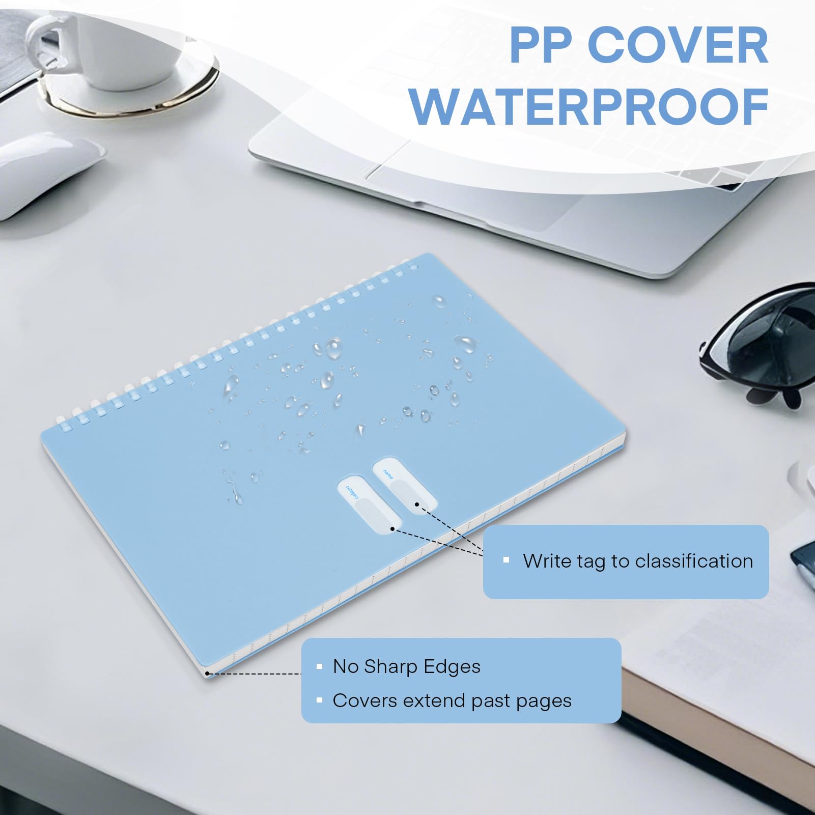 Colacoo A5 Spiral Notebook 4 Pack - PP Hardcover Coil Notebook with Soft Coil, 8 x 5 Spiral Notebook Journal College Ruled 140 Lined Pages, Assorted Blue