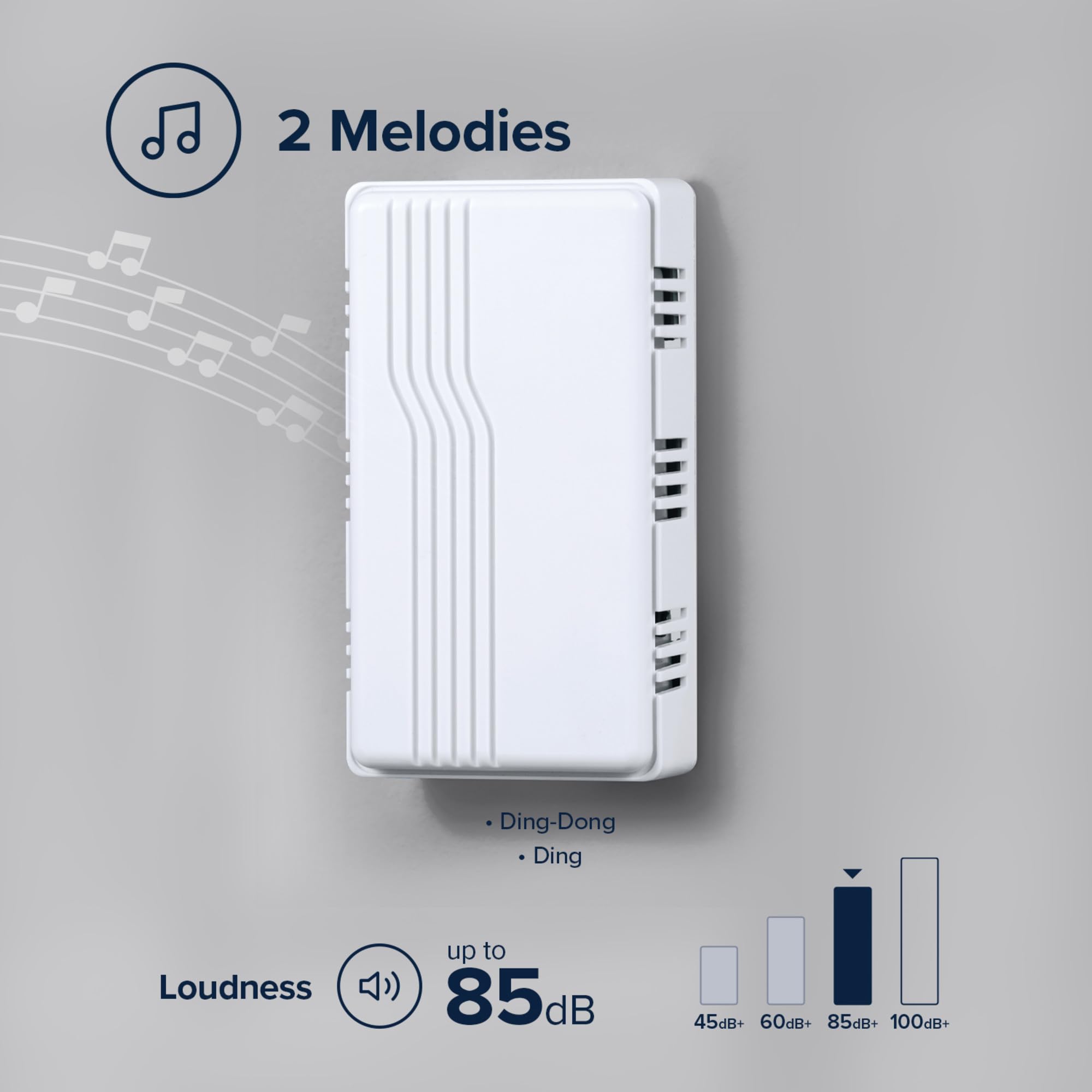 Heath Zenith Wired Mechanical Doorbell Chime, White, Plastic, Wired, 2 Tunes, Vertical, Horizontal, 80 dB, Button Not Included