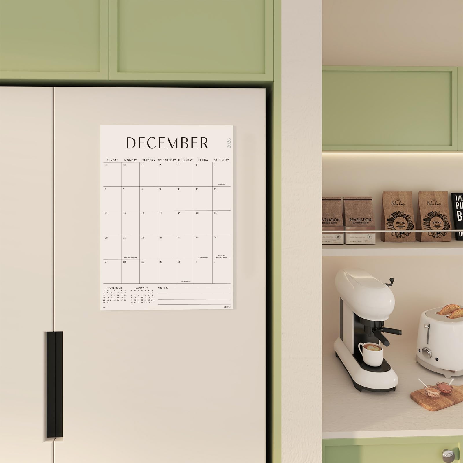 Jotsome Magnetic Calendar for Refrigerator 2026-2027, Monthly Fridge Calendar from July 2026 to December 2027 14x10 inch, Easy Organizing (Vertical)