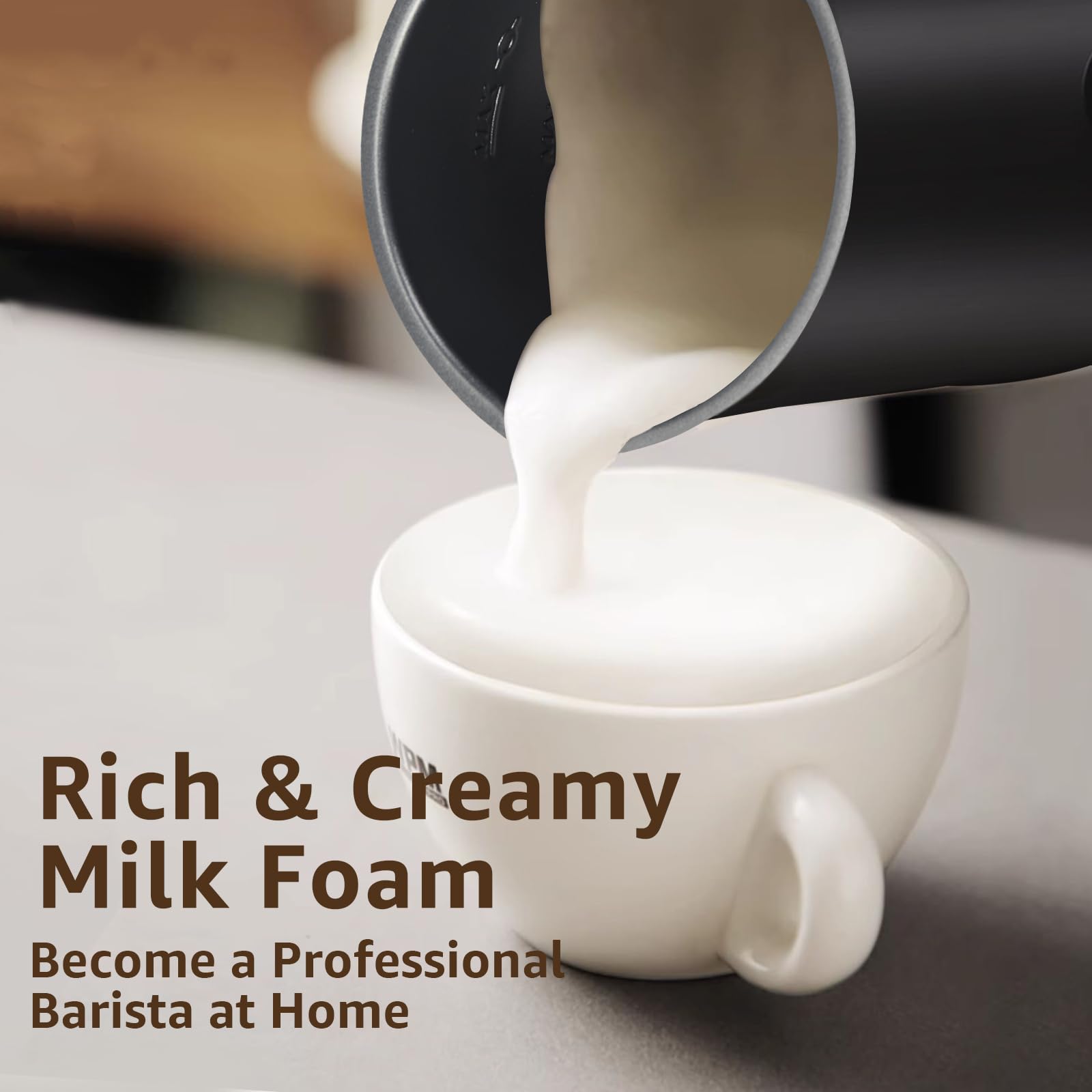 Milk Frother, 4 in 1 Electric Milk Steamer,11.8oz/350ml Automatic Warm and Cold Foam frother for Coffee, Latte, Macchiato, Cappuccino, Hot Chocolate