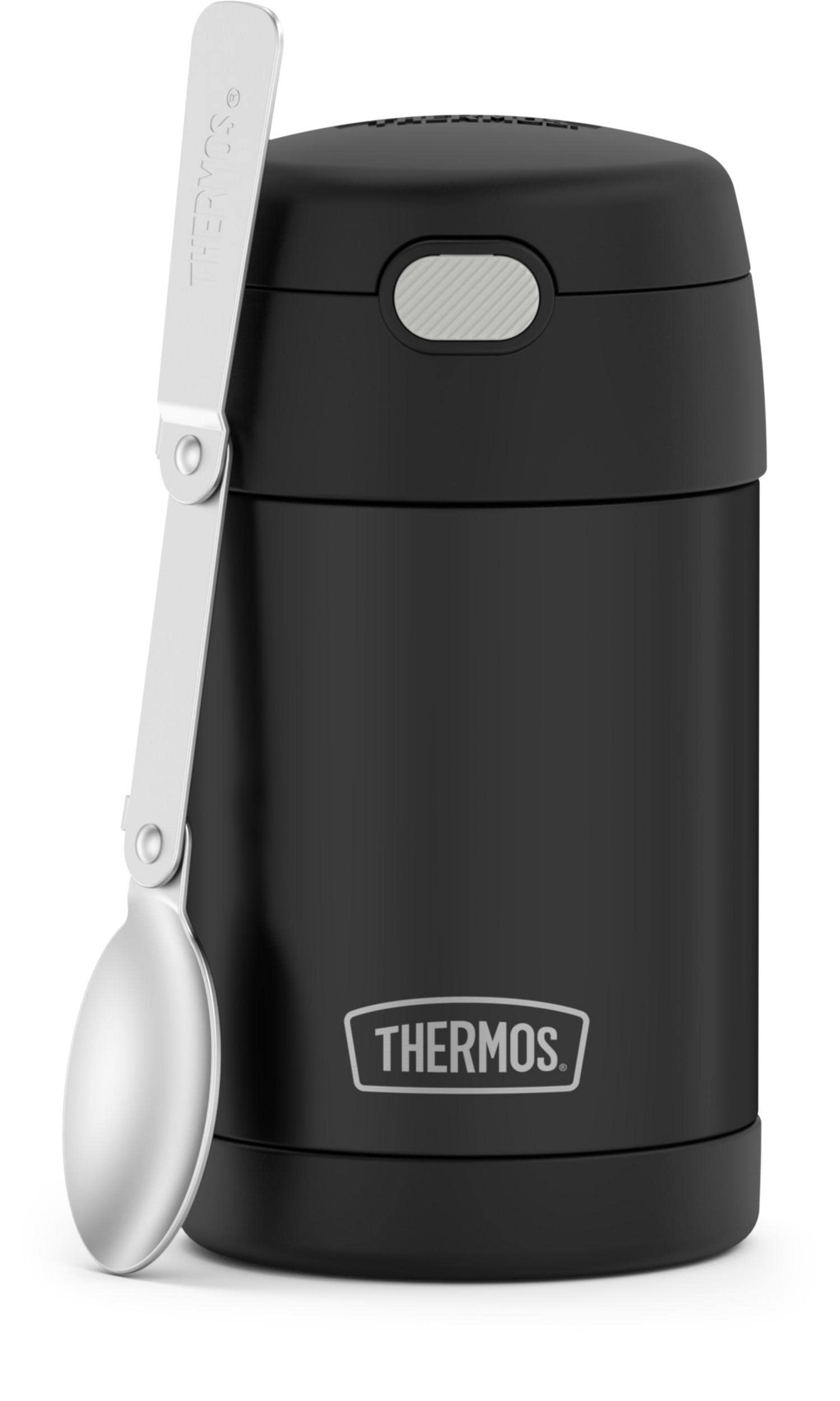 THERMOS FUNTAINER 16 Ounce Stainless Steel Vacuum Insulated Food Jar with Spoon, Matte Black
